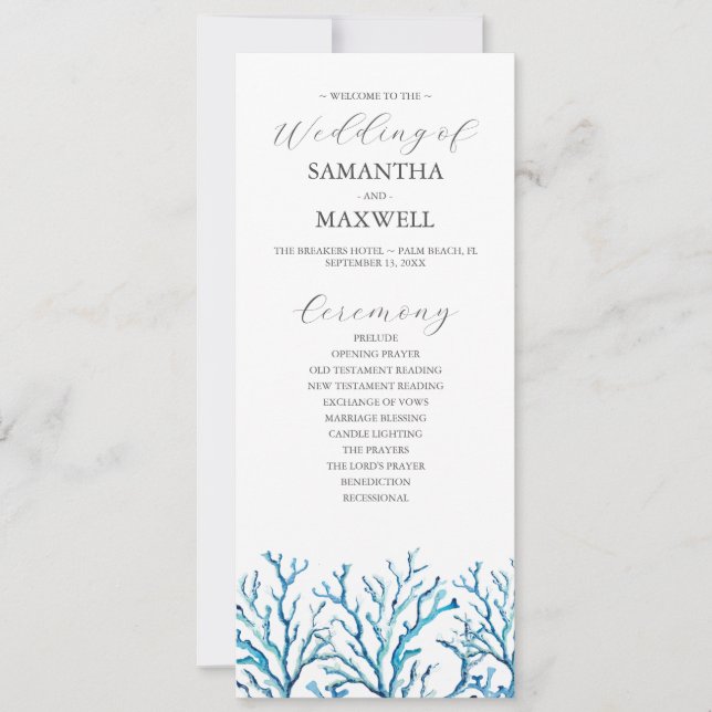 Programa de bodas de playa (Anverso)