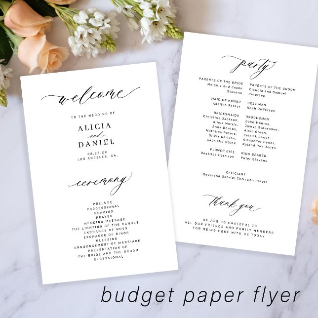 Programa de bodas de presupuesto elegante blanco n (Subido por el creador)