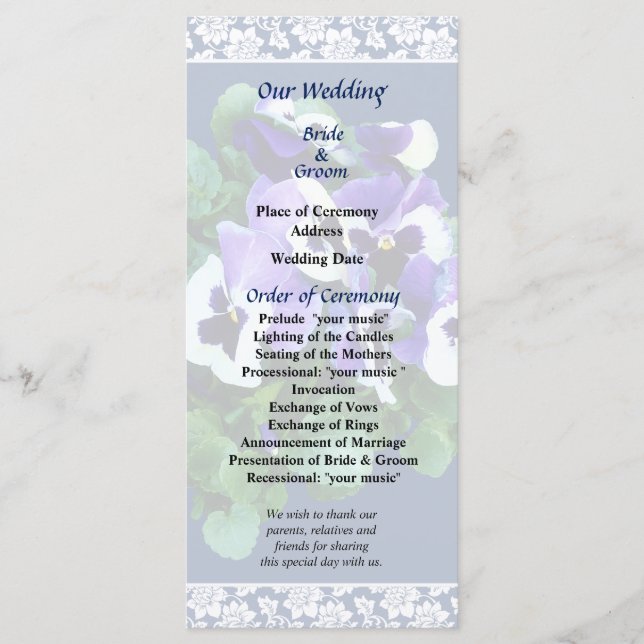 Programa de Bodas de Púrpura y Pañuelos Blancos (Anverso)