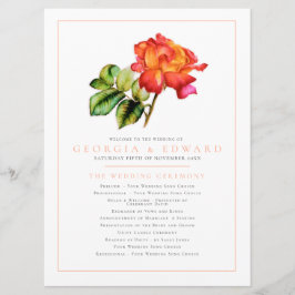 programa de bodas de rayas rojas rosa acuarela nar