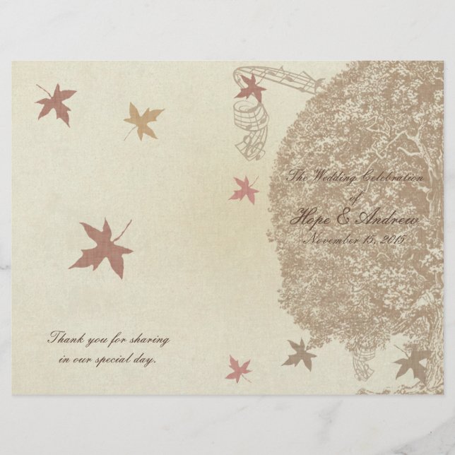 Programa de bodas de roble marrón (Anverso)