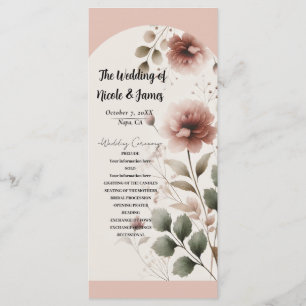 Programa de bodas de Rosa de flores rosadas para e