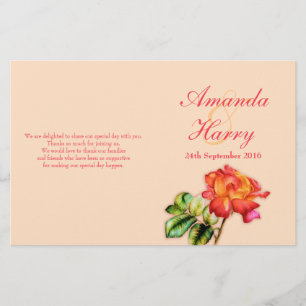Programa de bodas de rosa de té amarillo naranja r