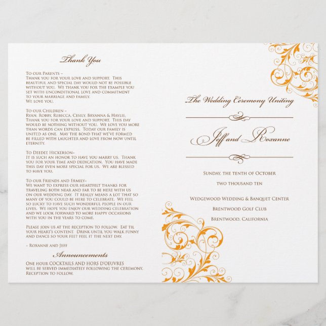 Programa de Bodas de Roxanne (Anverso)