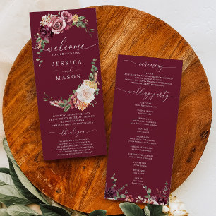 Programa de bodas de Rubor Boho rústico de campo