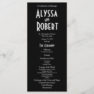 Programa de bodas de texto de Art Déco vintage