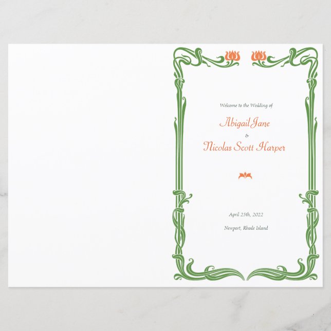 Programa de bodas de tulipanes de Art Nouveau (Anverso)