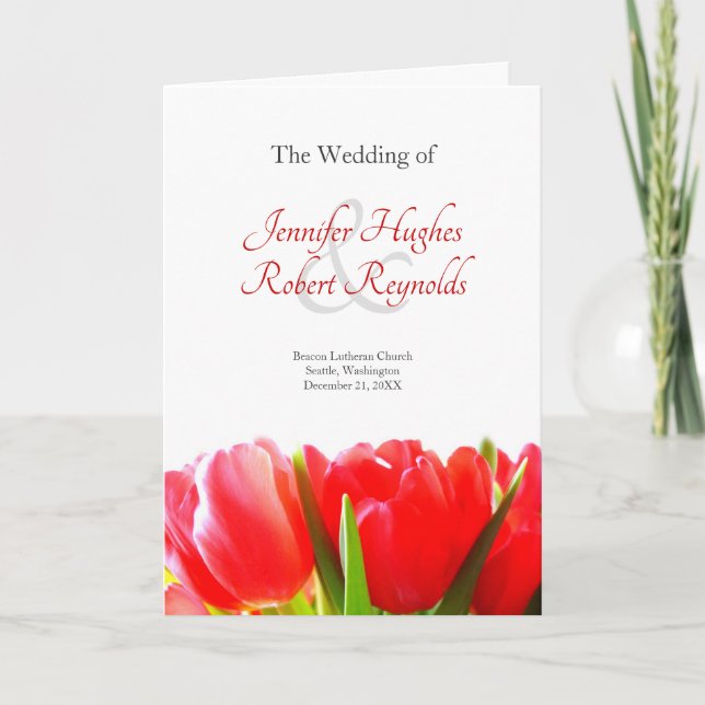 Programa de bodas de tulipanes rojos (Anverso)