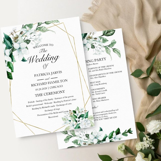 Programa de bodas de vegetación floral geométrica (Subido por el creador)