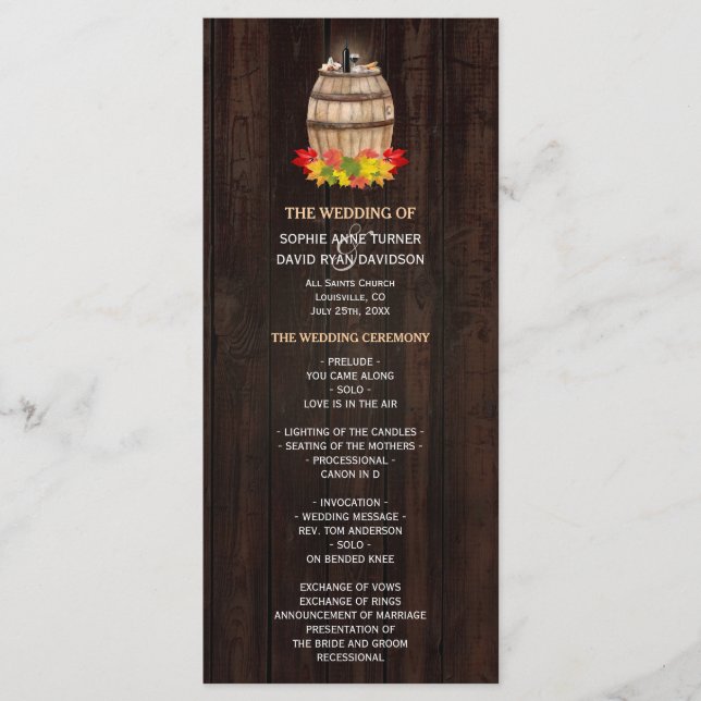 Programa de bodas de vivero de barril de oliva de  (Anverso)