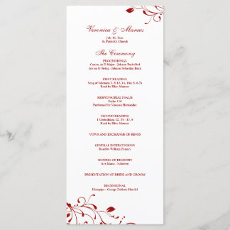 Programa de Bodas Decales Florales Rojas y Blancas
