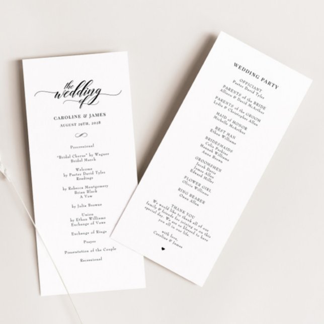 Programa de bodas delanteras con guiones elegantes (Subido por el creador)