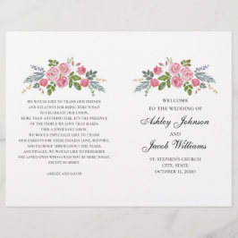 Programa de bodas doblado. rosas rosas rosas. Flor