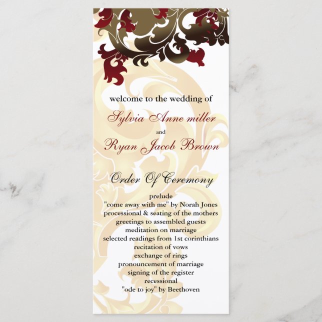 programa de Bodas doradas y rojas (Anverso)
