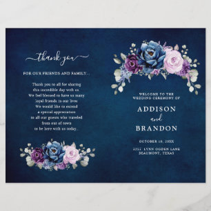 Programa de bodas Dusty Blue Purple Lilac Blooms