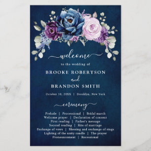 Programa de bodas Dusty Blue Purple Lilac Blooms