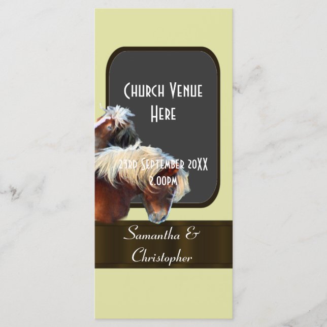 Programa de bodas ecuestres de caballos y ponis (Anverso)