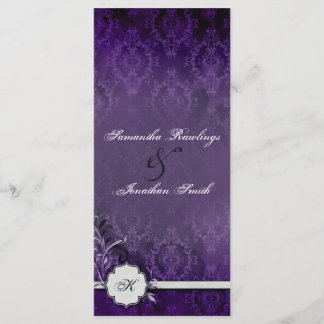 Programa de bodas - Elegante Damasco de Monograma 
