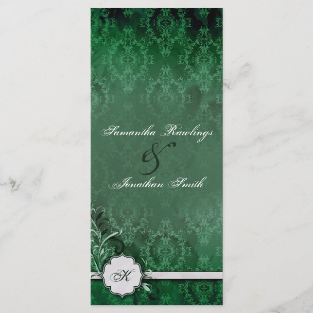 Programa de bodas - Elegante Damasco de Monograma  (Anverso)