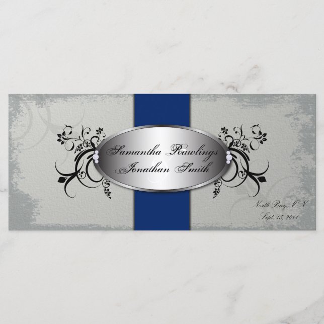 Programa de Bodas Elegante Floral Real Gris (Anverso)