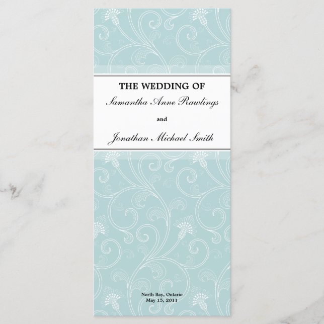 Programa de bodas - Elegante floral victoriana bla (Anverso)