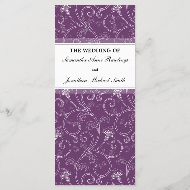 Programa de Bodas - Elegante Morado Victoriano Flo (Anverso)