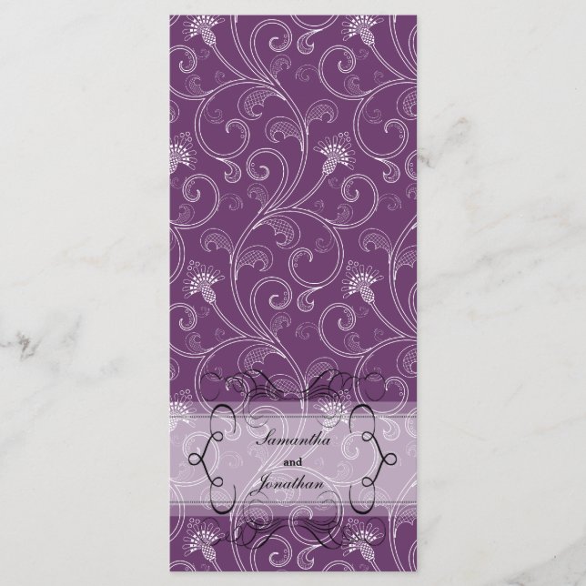 Programa de Bodas - Elegante Morado Victoriano Flo (Anverso)