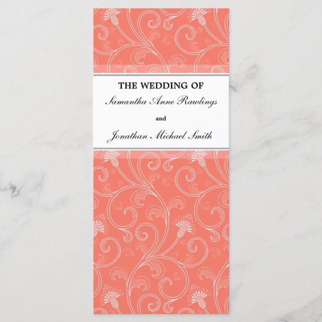 Programa de Bodas - Elegante Naranja de Coral Vict (Anverso)