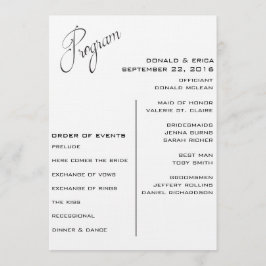 Programa de Bodas Elegantes en Blanco y Negro