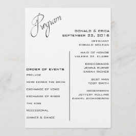 Programa de Bodas Elegantes en Blanco y Negro