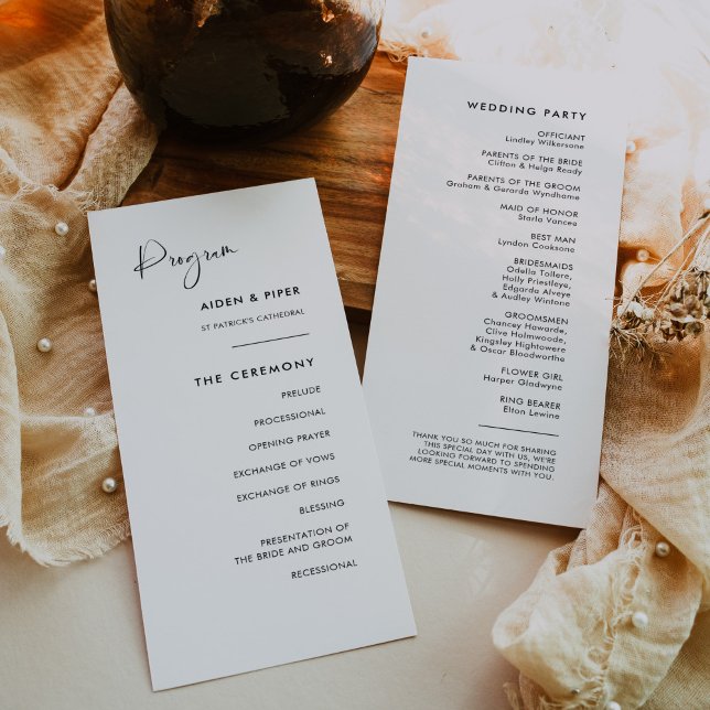 Programa de bodas en blanco y negro elegante y mod (Subido por el creador)