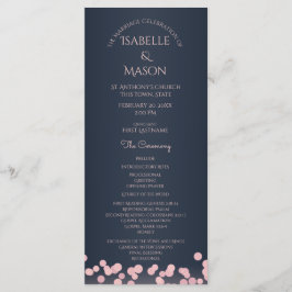 Programa de bodas en boquilla azul y rosa de la Ma