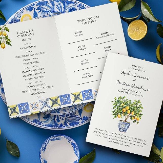 Programa de bodas en el campo italiano Lemon Grove (Wedding Ceremony + Order of Events Program from the Lemon Grove Wedding Collection by Darling & May)