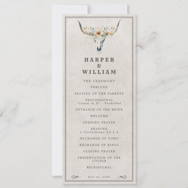 Programa de bodas en el oeste de Londres (Anverso)