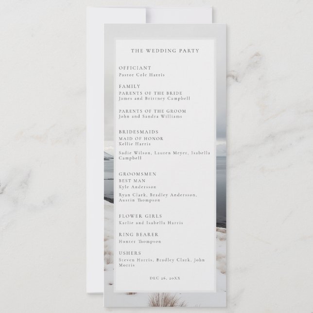 Programa de bodas en el paisaje de la foto de la b (Reverso)