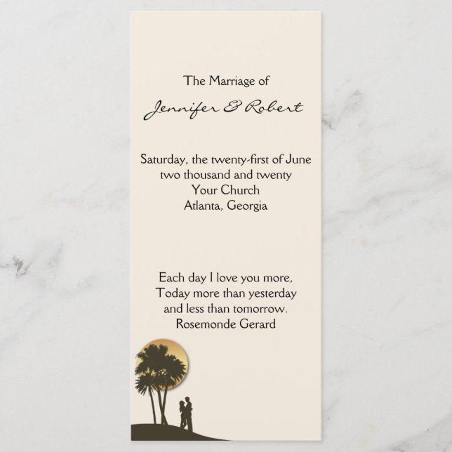 Programa de bodas en el paraíso de las islas (Anverso)