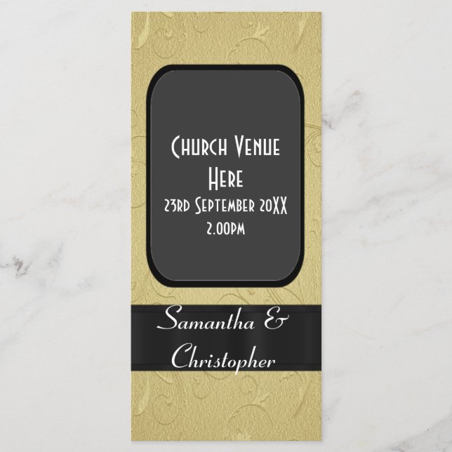 Programa de bodas en negro y oro (Anverso)