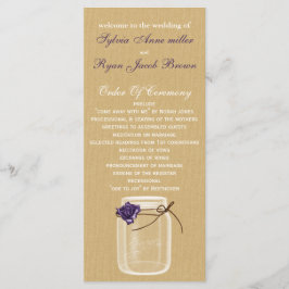 programa de bodas en tarro de rosa morado