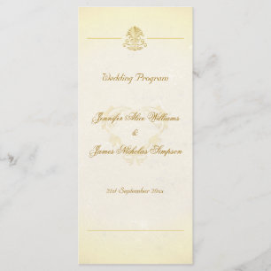Programa de bodas Estilo de papel de pergamino vin