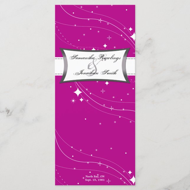 Programa de bodas - Estrellas rosas y blancas de F (Anverso)