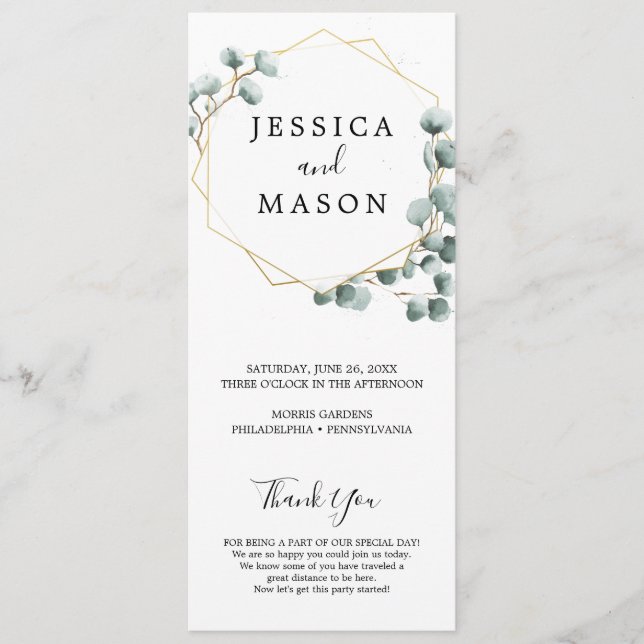 Programa de bodas Eucalyptus Greenery (Anverso)