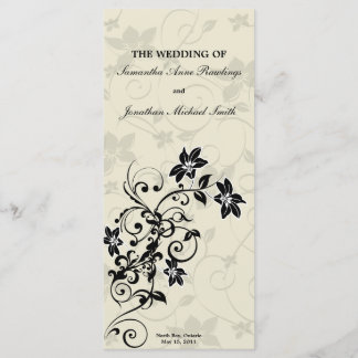 Programa de bodas - Floral blanca y negra elegante