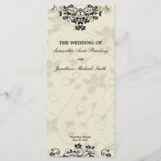 Programa de bodas - Floral blanca y negra elegante