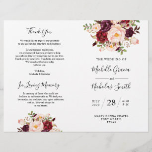 Programa de bodas Floral de color de agua de Borgo
