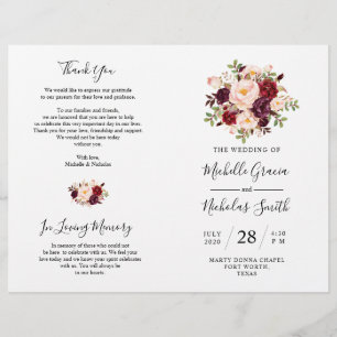Programa de bodas Floral de color de agua de Borgo
