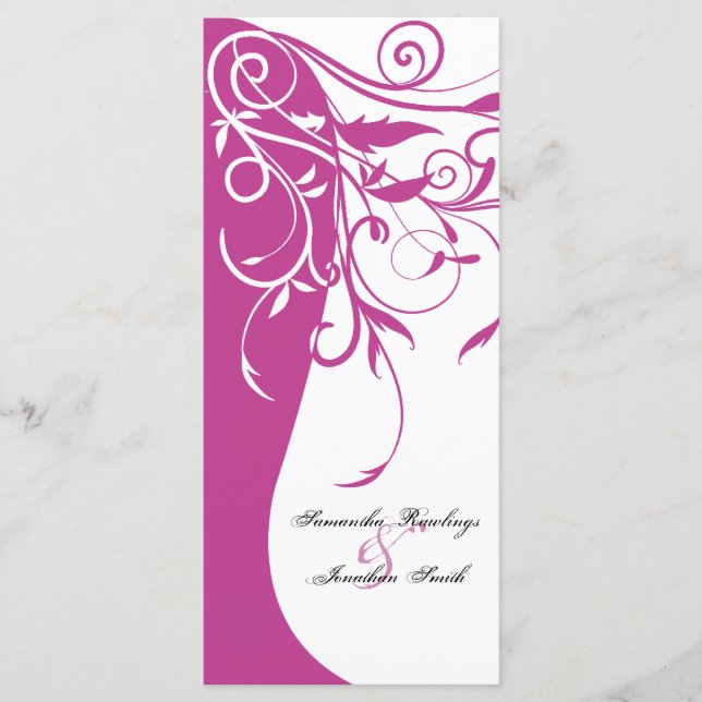 Programa de bodas - Floral de contraste rosa de Fu (Anverso)