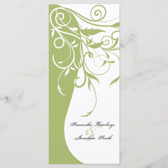 Programa de bodas - Floral de contraste verde sabi (Anverso)