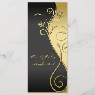 Programa de bodas - Floral de oro y negro con clas