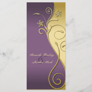 Programa de bodas - Floral de púrpura y dorada clá