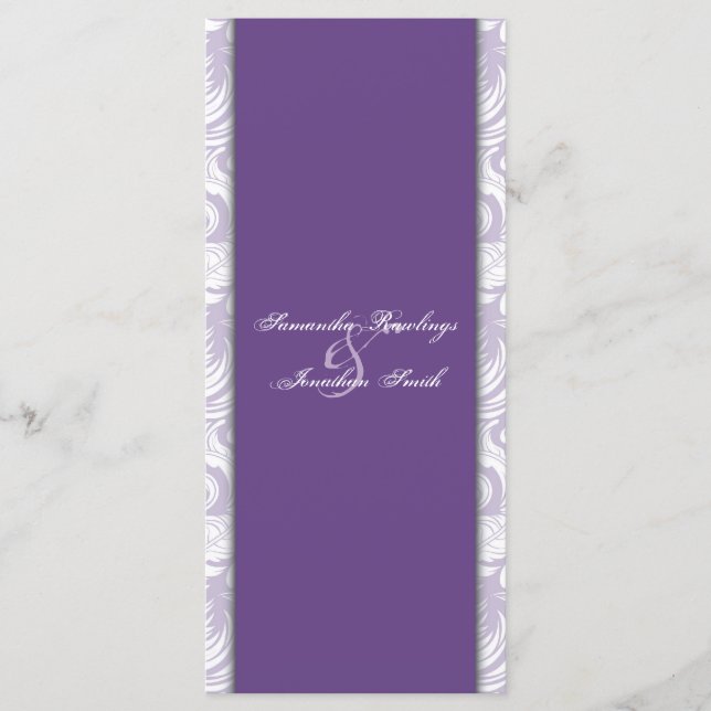Programa de bodas - Floral elegante morada blanca (Anverso)
